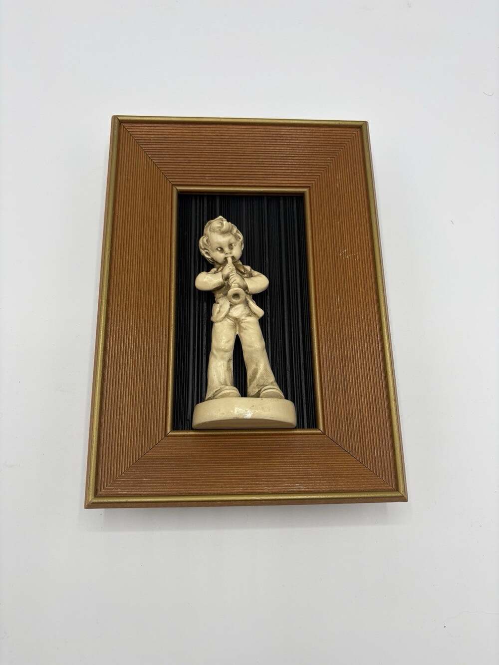 Vintage 3D Framed Boy Playing Clarinet Music Picture Art Decor